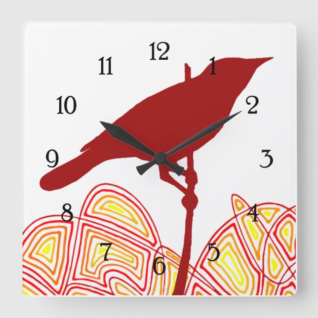 Bird Quadratische Wanduhr (Vorderseite)