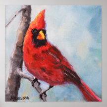 Bird Red Kardinal Fine Art Print