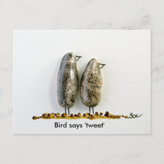 Bird sagt "tweet" niedliches Hämattienpaar Postkarte
