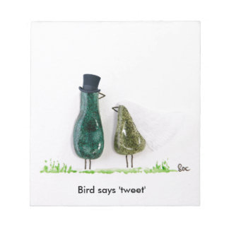 Bird sagt "tweet" notizblock