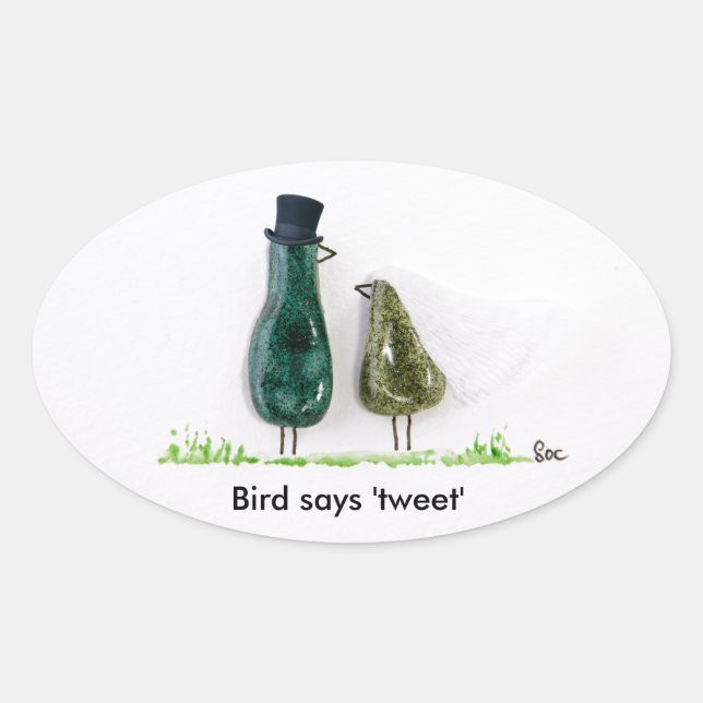 Bird sagt "tweet" ovaler aufkleber (Vorderseite)