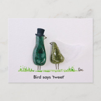 Bird sagt "tweet" postkarte