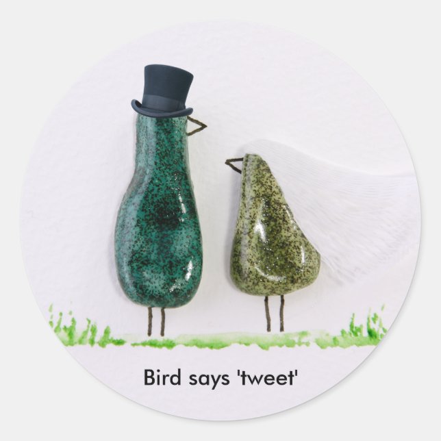Bird sagt "tweet" runder aufkleber (Vorderseite)