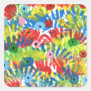 Bird Schwanz Feathers Abstrakte Kunstmalerei Quadratischer Aufkleber