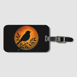 Bird Silhouette Over Full Moon Gepäckanhänger