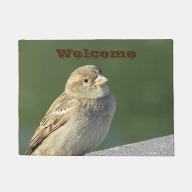 Bird Small Brown House Sparrow Foto Willkommen Fußmatte (Vorderseite)