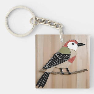 Bird Stylized Paper Artwork Schlüsselanhänger