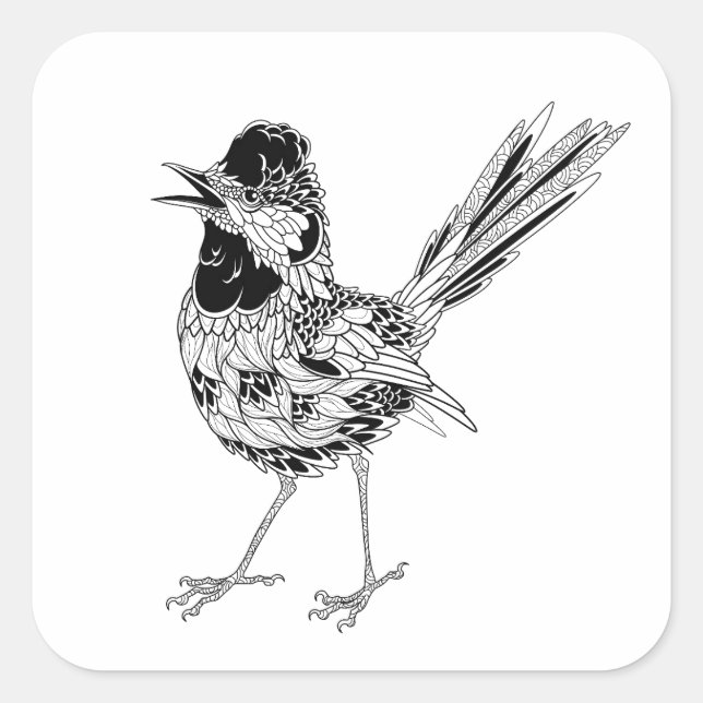 Bird Tattoo Quadratischer Aufkleber (Vorderseite)