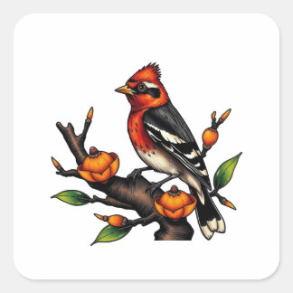 Bird tattoo quadratischer aufkleber