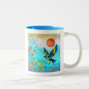 Bird Tree Sun Zweifarbige Tasse