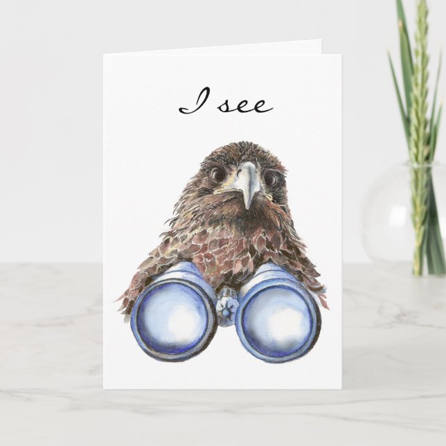 Bird Watcher Birthday Animal Spaß Aquarell Karte (Vorderseite)