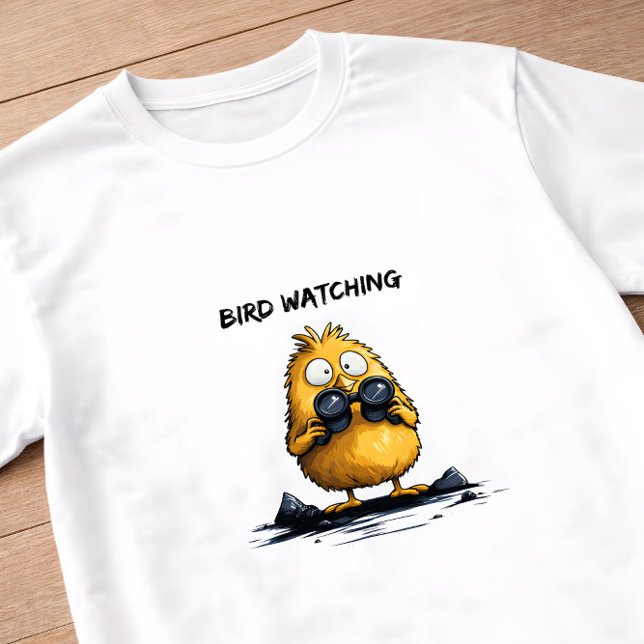Bird Watching Funny Cartoon Character Ironic Humor T-Shirt (Von Creator hochgeladen)