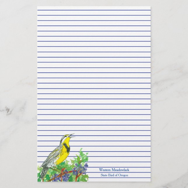 Bird Western Meadowlark Blue Lined Briefpapier (Vorderseite)
