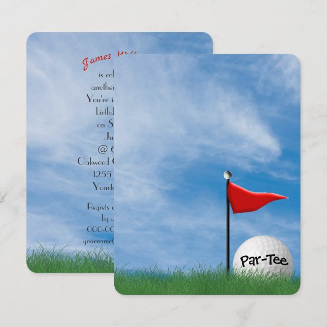 Birday Party Golf Thema Einladung (Vorne/Hinten)