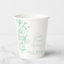 Birdcage Hochzeit individuelle Name grün und weiß Pappbecher
