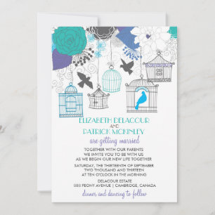Birdcages vintages Faire-part de mariage floral de