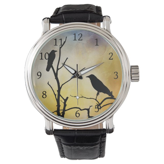 Birden auf Baumvogel 95 Orange Armbanduhr (Vorderseite)