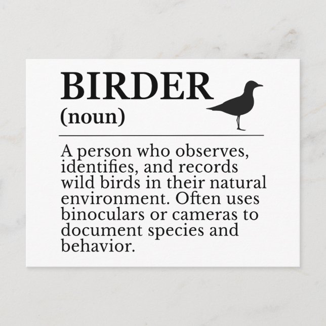 Birder definition - wild bird observer postkarte (Vorderseite)