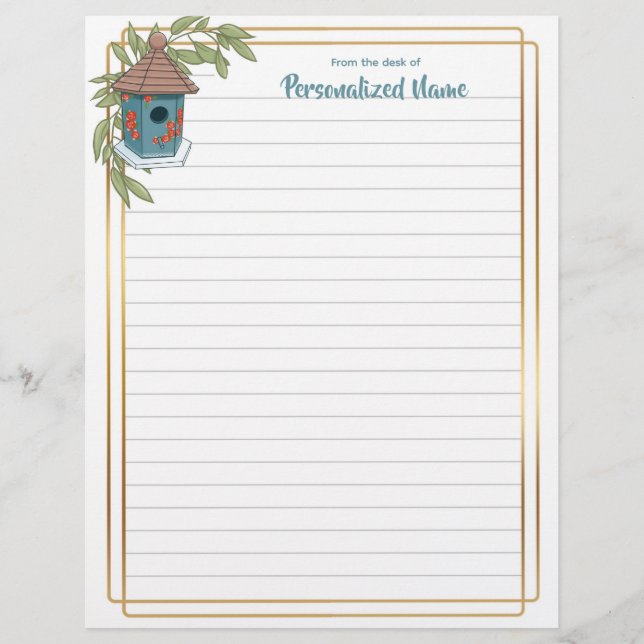 Birdhouse Bliss Lined Letterhead Briefbogen (Vorderseite)