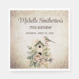 Birdhouse Botanische Natur 75. Geburtstag Serviette