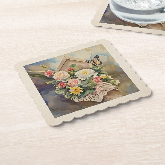 Birdhouse Bouquet - Paper Untersetzer (angewinkelt)