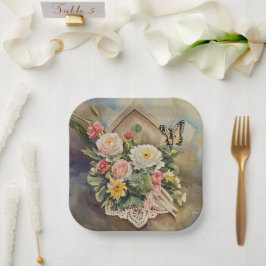 Birdhouse Bouquet - Papierplatte Pappteller