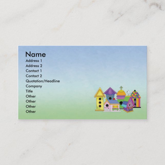 Birdhouse Cluster Business Card mit Hintergrund Visitenkarte (Vorderseite)