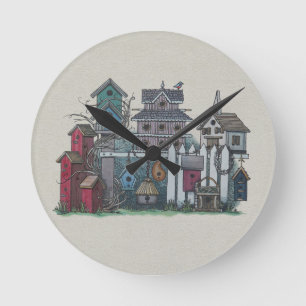 Birdhouse Collection Runde Wanduhr