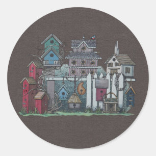 Birdhouse Collection Runder Aufkleber