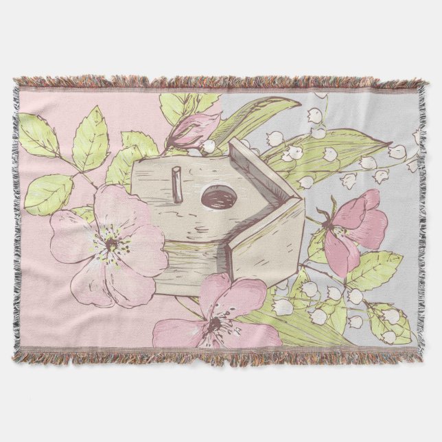Birdhouse Floral Colorblock Decke (Vorderseite)