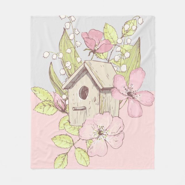 Birdhouse Floral Colorblock Fleecedecke (Vorderseite)
