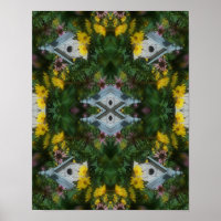 Birdhouse Flower Garden Mirror Abstrakt