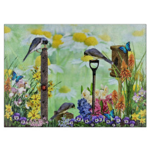 Birdhouse Flower Garden Schneidebrett