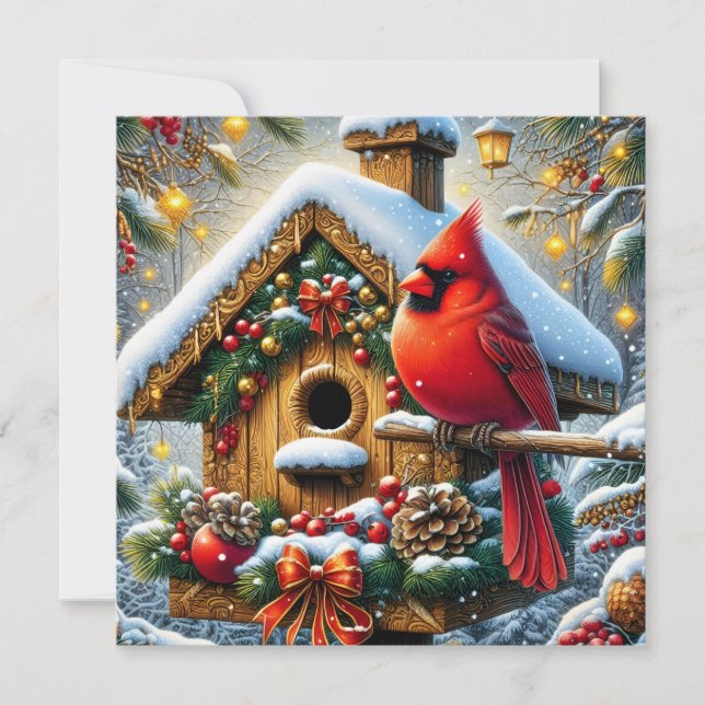 Birdhouse Holiday Grußkarte Feiertagskarte (Vorderseite)