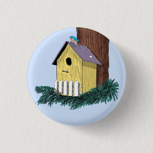 Birdhouse Illustration Button (Vorderseite)