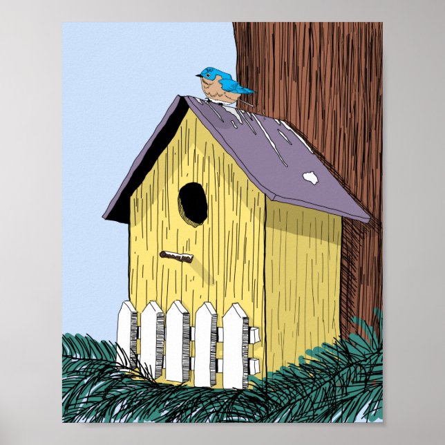 Birdhouse Illustration Poster (Vorne)