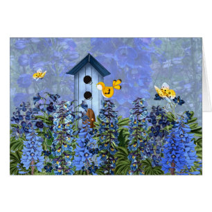 Birdhouse im Blumengarten Larkspur Blank