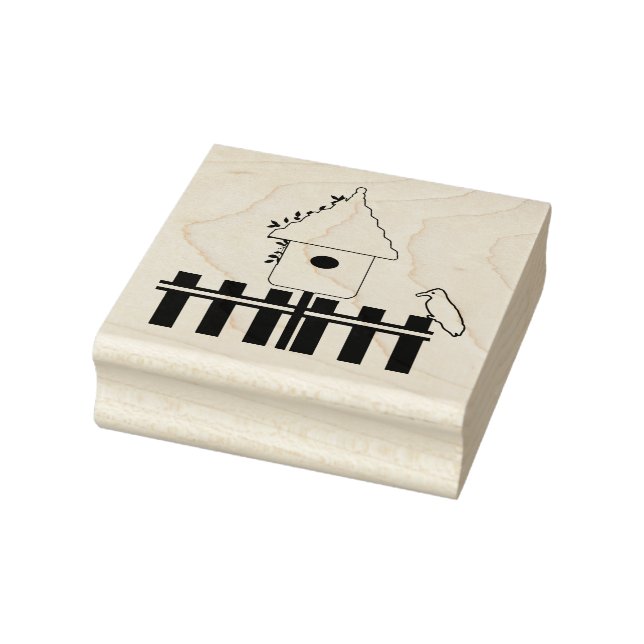 Birdhouse mit Picketzaun Holzkunst Briefmarke Gummistempel (Stempel)