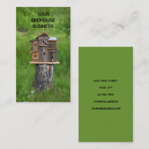 Birdhouse Watercolor Grün Rustikales Kunstland Visitenkarte