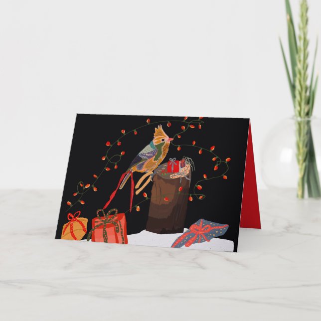 Birdie customizable holiday  card karte (Vorderseite)