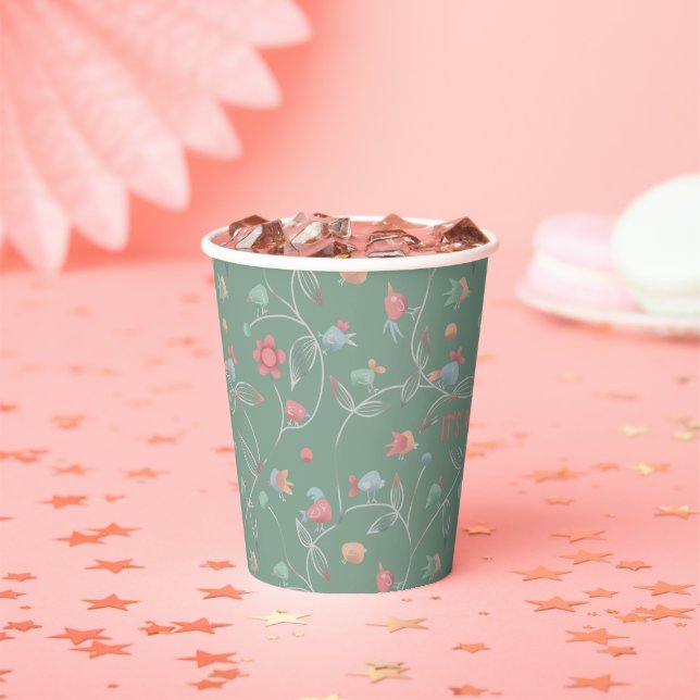 Birdie Green Paper Cups für ein schönes Party Pappbecher (Insitu)
