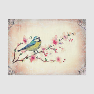 Birdie in Cherry Blossom Tree Decoupage Seidenpapier