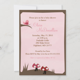Birdie Woodland 5x7 Baby shower Invitation