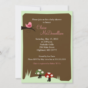 Birdie Woodland 5x7 Baby shower Invitation