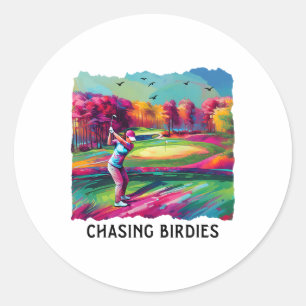 Birdies Womens Girls Golfer Golfing Runder Aufkleber