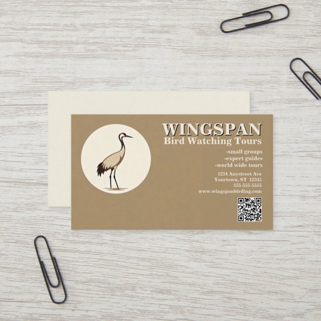 Birding Birdwatching Wildlife Tours Rehab Visitenkarte (Vorderseite/Rückseite Beispiel)