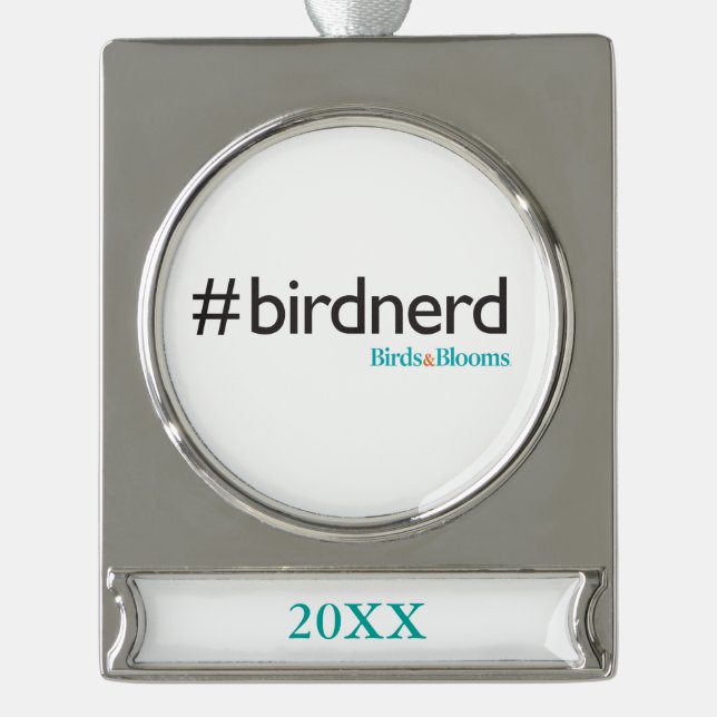 #BirdNerd Banner-Ornament Silber (Vorderseite)
