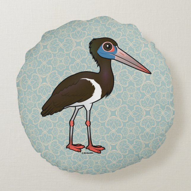 Birdorable Abdim's Stork Rundes Kissen (Rückseite)