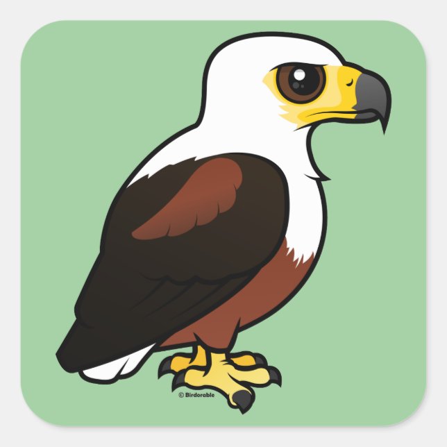 Birdorable African Fish Eagle Quadratischer Aufkleber (Vorderseite)