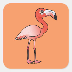 Birdorable American Flamingo Quadratischer Aufkleber